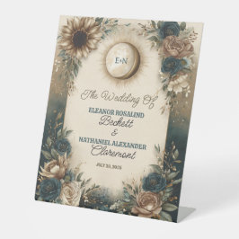 Expositor En L Boda Boho Floral Rústica Sol Luna Celestial