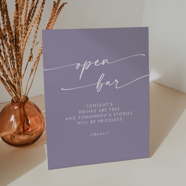 Expositor En L Boda Boho Moda Lavender Purple Open Bar (Boho Chic Lavender Purple Open Bar Wedding Pedestal Sign)
