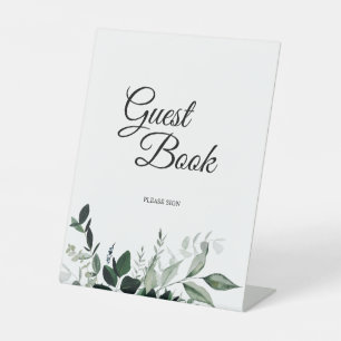 Expositor En L Boda Botánico Neutral Rótulo Pedestal del Libro de