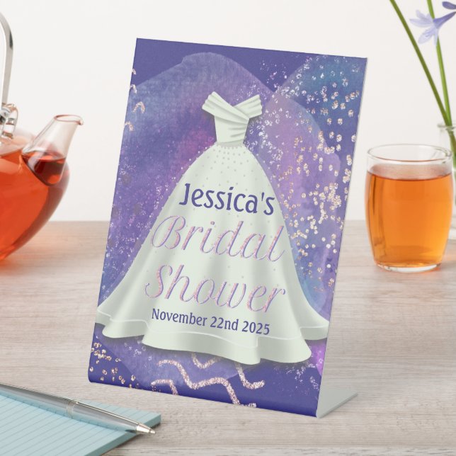 Expositor En L Boda Bridal Shower Gown Purple & Rosa Gold Glam (In Situ)