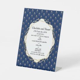 Expositor En L Boda clásico azul y oro