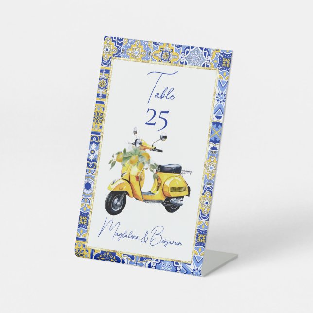 Expositor En L Boda de Amalfi Blue Tile Scooter Lemons (Anverso)