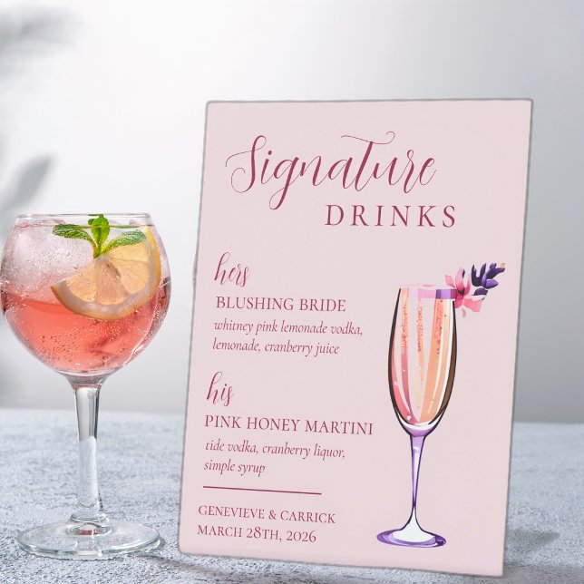 Expositor En L Boda de bebidas con firma Rubor Pink (Subido por el creador)