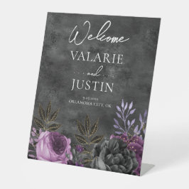 Expositor En L Boda de bienvenida gótica morada y floral negra