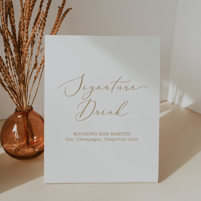 Expositor En L Boda de caligrafía de oro Delicada bebida con firm (Subido por el creador)