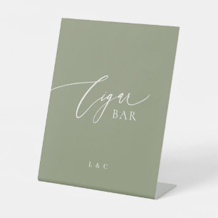 Expositor En L Boda de caligrafía formal Sage Green Bar Cigar
