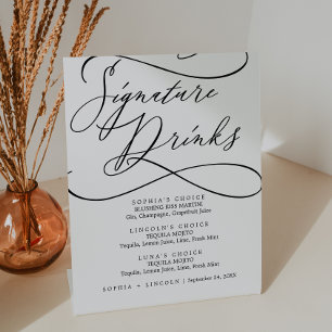 Expositor En L Boda de caligrafía romántica bebidas con firma