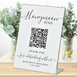 Expositor En L Boda de código QR de caligrafía elegante del Fondo