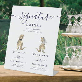 Expositor En L Boda de dinosaurios Navy bebidas con escritura azu