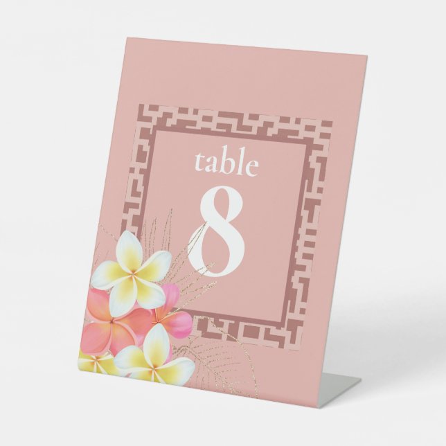 Expositor En L Boda de diseño floral Peach moderno Número de tabl (Anverso)