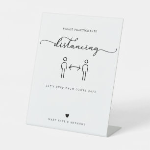 Expositor En L Boda de distanciamiento seguro con guión de caligr