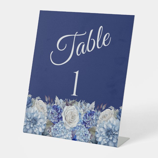 Expositor En L Boda de flores azul acuarela - (Anverso)