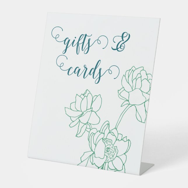 Expositor En L Boda de flores de peones de mano verde (Anverso)