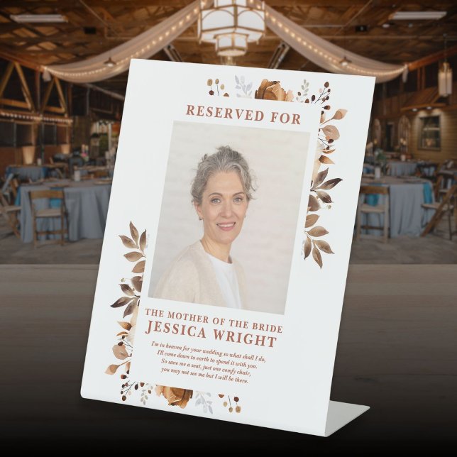 Expositor En L Boda de flores rústicas reservada foto de guardar  (Rustic Floral Reserved Save A Seat Photo Wedding Pedestal Sign)