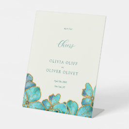 Expositor En L Boda de Flores verde azuladas Apertura de Bar