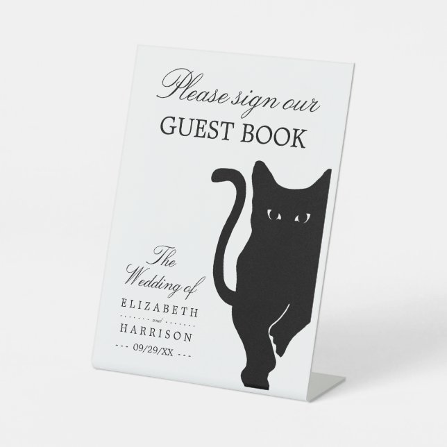 Expositor En L Boda de gato negro caprichosa moderna (Anverso)