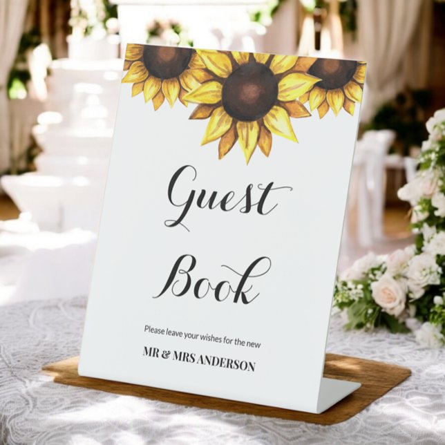 Expositor En L Boda de girasol Rótulo de libro de invitado Pedest (Subido por el creador)