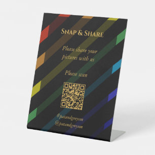 Expositor En L Boda de hombres gays elegante código QR para compa