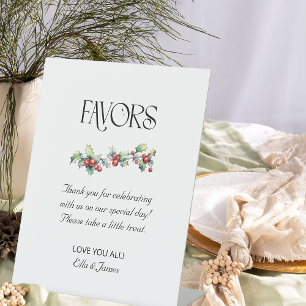 Expositor En L Boda de invierno Holly y Berries favorecen el Rótu