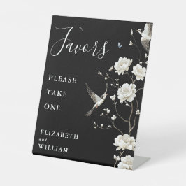 Expositor En L Boda De La Floral De La Chinoiserie Negra Y Blanca