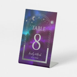 Expositor En L Boda de la luna dorada Verde azulada púrpura cósmi
