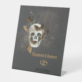 Expositor En L Boda de las mariposas florales góticas del cráneo