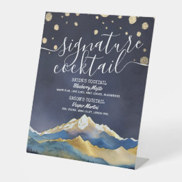 Expositor En L Boda de las Montañas Doradas Azules Menú de bebida