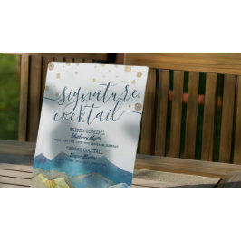 Expositor En L Boda de las Montañas Doradas Azules Menú de bebida