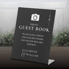 Expositor En L Boda De Libros De Monograma Blanco Y Negro