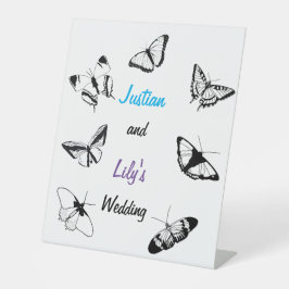 Expositor En L Boda de mariposas negras y blancas