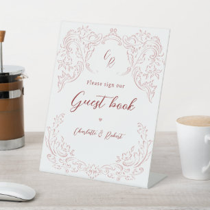 Expositor En L Boda de Monograma Rosa Flourish
