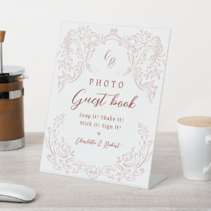 Expositor En L Boda de Monograma Vintage Flourish Libro de Invita
