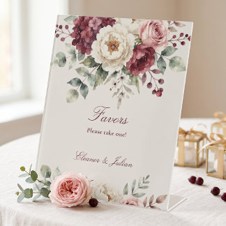 Expositor En L Boda de otoño floral crema acuarela burgundy