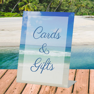 Expositor En L Boda de playa Olas del océano Tarjetas de fotos y