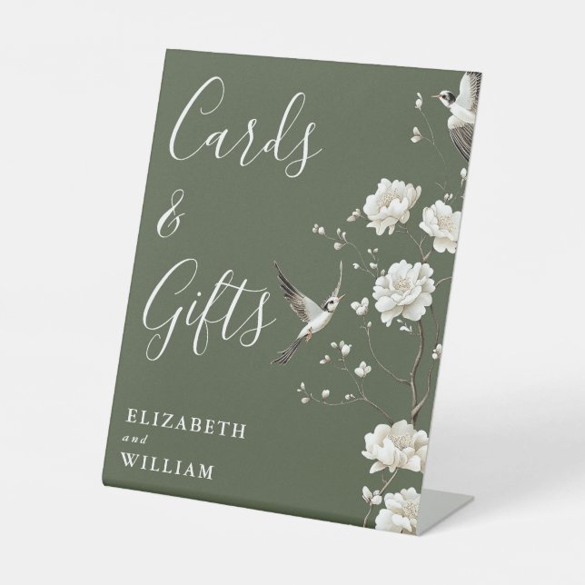Expositor En L Boda De Regalos Y Tarjetas Chino De Olive Green (Anverso)