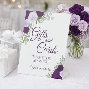 Expositor En L Boda de regalos y tarjetas florales boho púrpura r