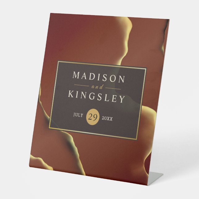 Expositor En L boda De Resumen Elegante De Oro De Borgoña 🤵 (Anverso)