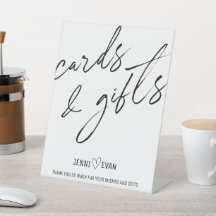 Expositor En L Boda de tarjetas caligráficas blancas modernas y r