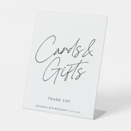 Expositor En L Boda de tarjetas de guiones y regalos de caligrafí