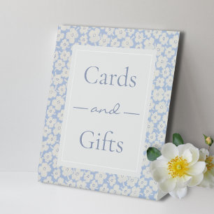 Expositor En L Boda de tarjetas florales azules y blancas