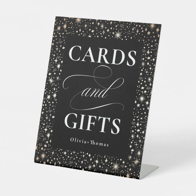 Expositor En L Boda de tarjetas y regalos celestes negros (Anverso)