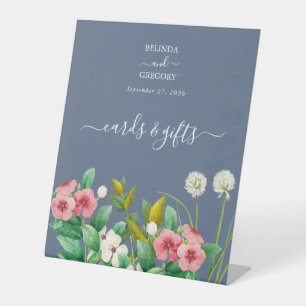 Expositor En L Boda de tarjetas y regalos de color azul de flores
