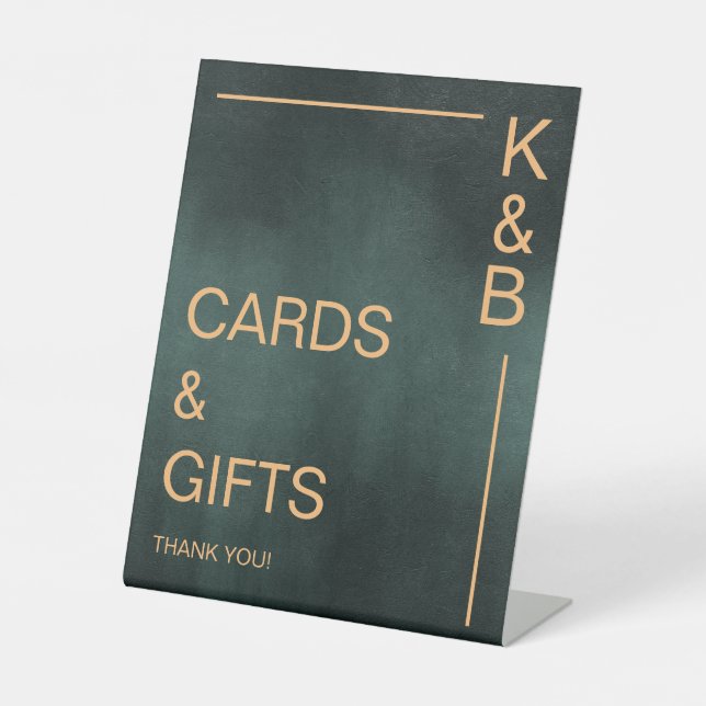 Expositor En L Boda de tarjetas y regalos de color verde esmerald (Anverso)