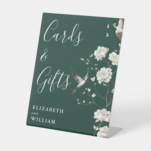 Expositor En L Boda De Tarjetas Y Regalos De La Chinoiserie Verde (Anverso)