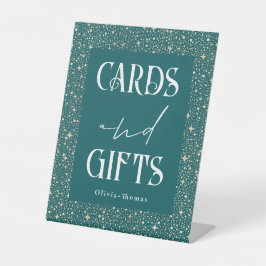 Expositor En L Boda de tarjetas y regalos Verde azulados celestes