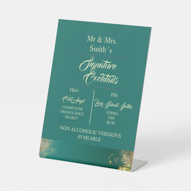 Expositor En L Boda de tonos de joyas de oro verde esmeralda (Anverso)