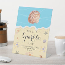 Boda de verano minimalista océano azul con destell