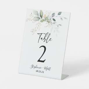 Expositor En L boda de verde Número de tabla signo de pedestal