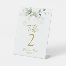 Boda de verde Número de tabla signo de pedestal