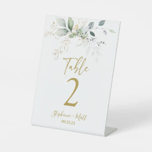Expositor En L Boda de verde Número de tabla signo de pedestal